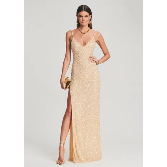 retrofete Valencia Dress Sea Shell Beige Embellished - Picture 1 of 6